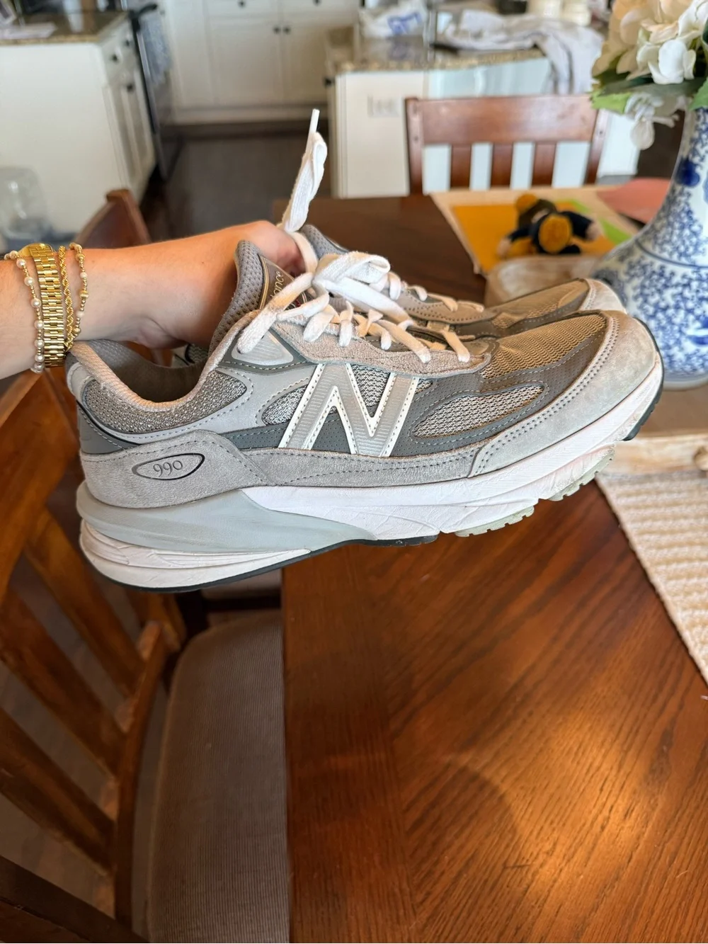 New Balance Gray Suede & Mesh 990 Sneakers
